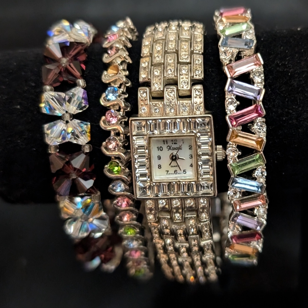 Crystal-Embellished Watch and Bracelet Set